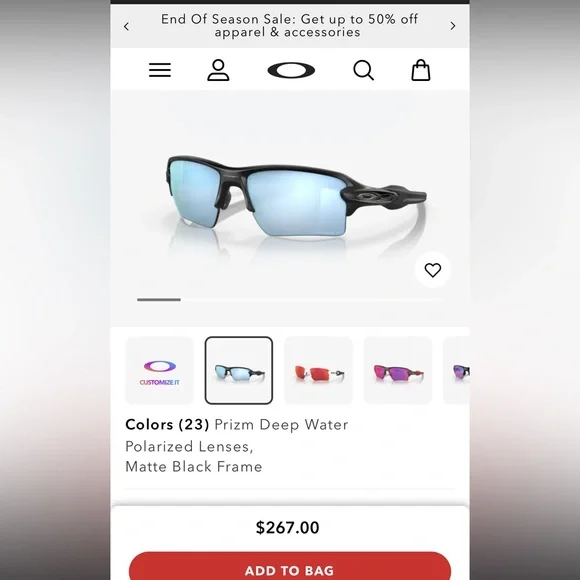 Oakley Flak Jacket 2.0 XL with Deep Water Prizm Lenses - Picture 8 of 8